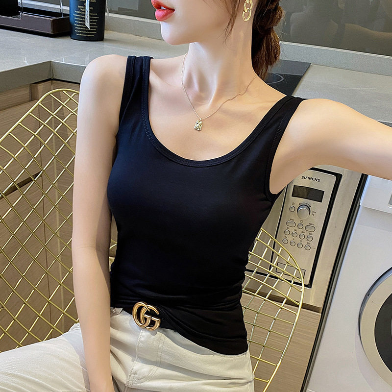 纯棉背心女2026夏季无袖内搭外穿美背吊带上衣打底衫交叉可外穿