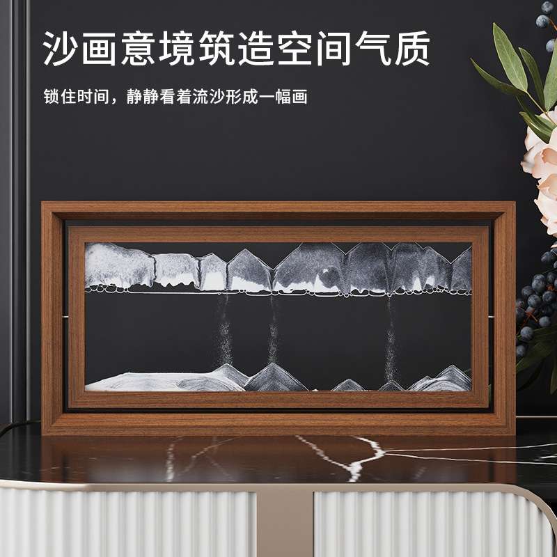 简约流沙画沙漏摆台家居桌面艺术装饰品可翻转相框玄关3D立体沙漏图片