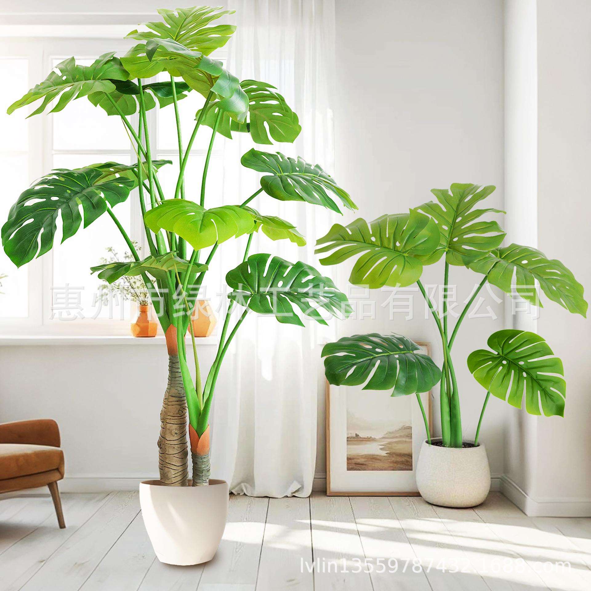 热销大型龟背叶仿真绿色植物龟背芋摆饰室内外北欧落地大厅假树