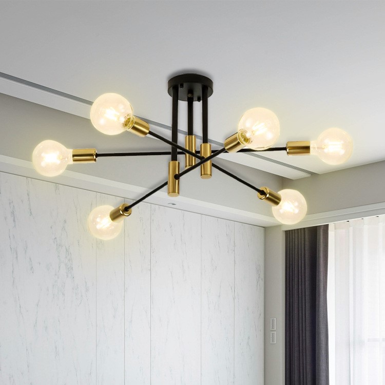 北欧简约铁艺吸顶灯吊灯客厅餐厅书房卧室创意枝形吊灯