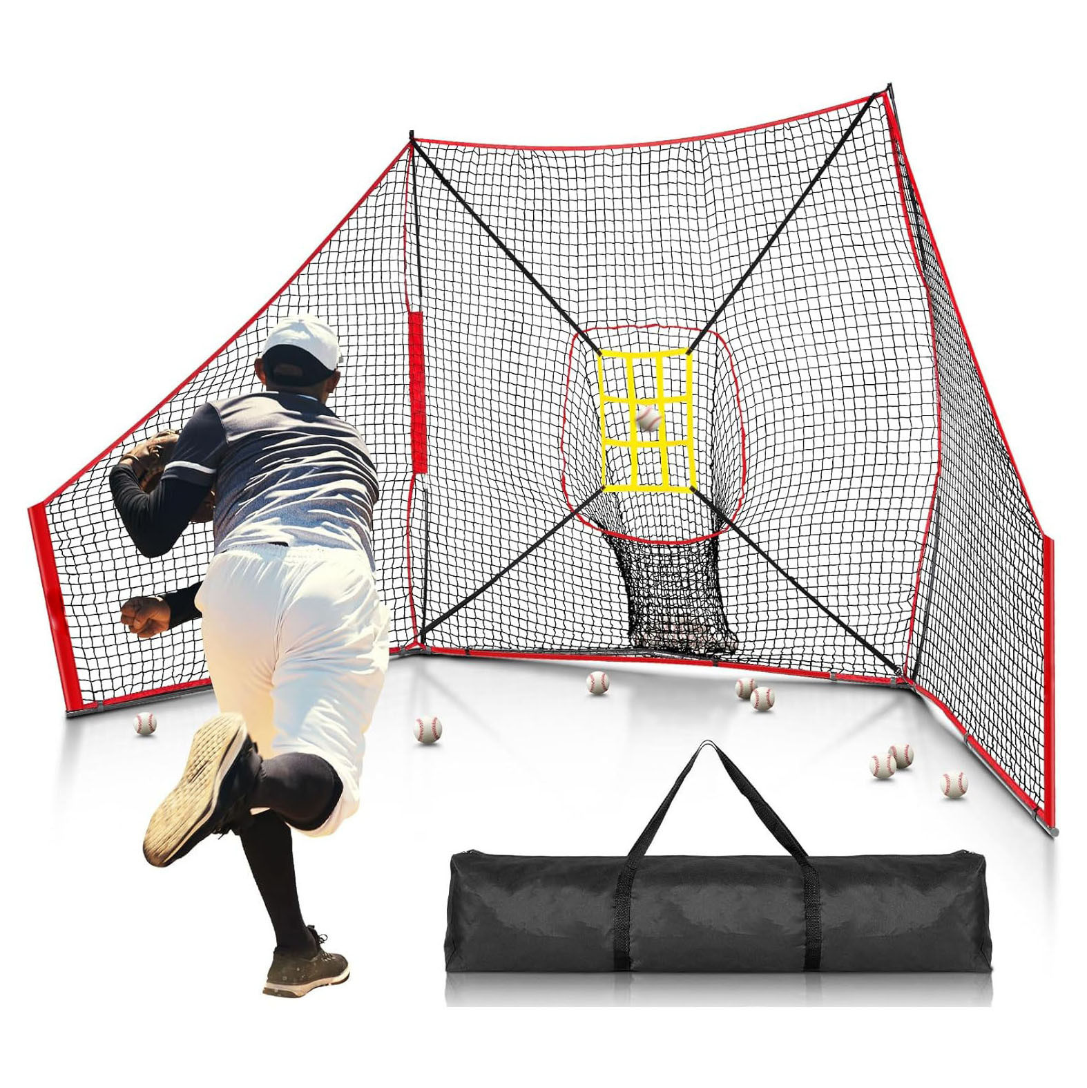 12x7ft棒球网垒球训练网带侧网防护罩 -投球网baseball net可定制