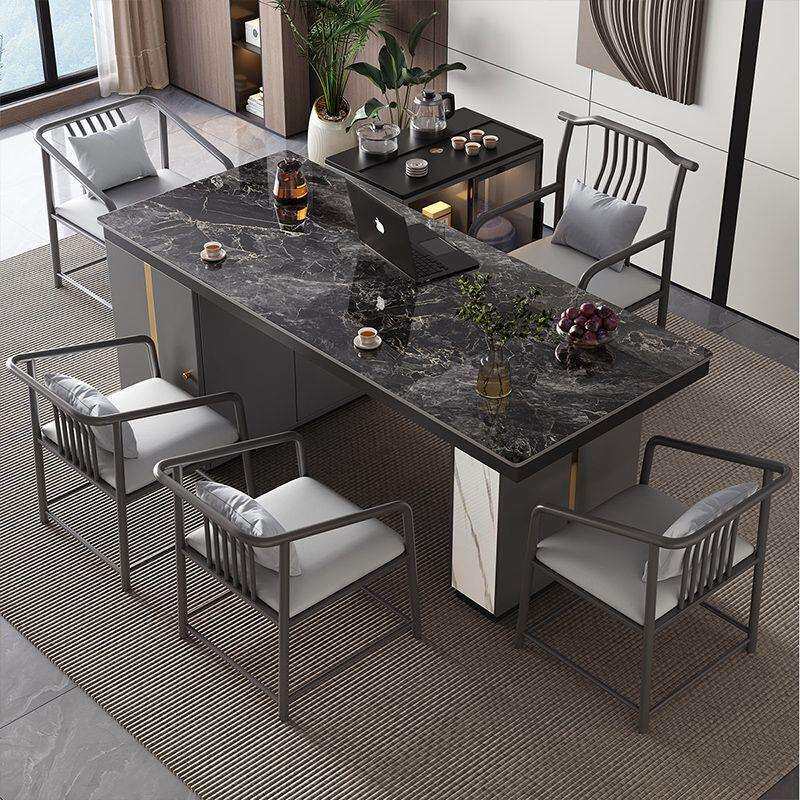 茶桌岩板一体轻奢现代简约家用办公多功能茶台泡茶一整套意式