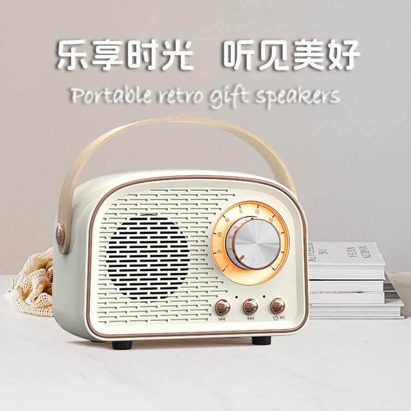 跨境复古木纹蓝牙音箱收音机迷你无线插卡桌面居家小音响礼品户外