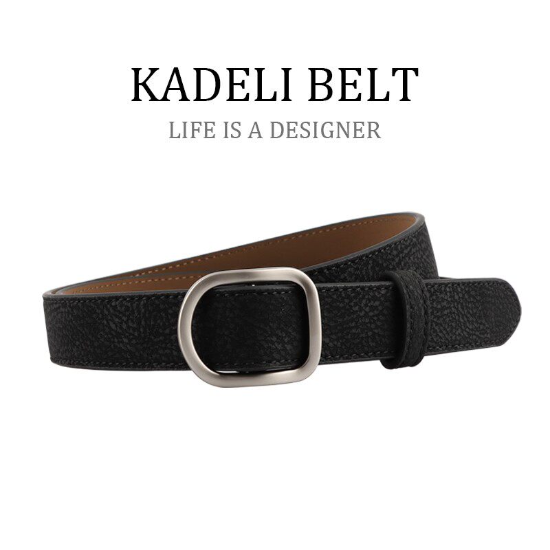 2025新款小个子无孔腰带女款免打孔真皮皮带时尚百搭简约休闲装饰