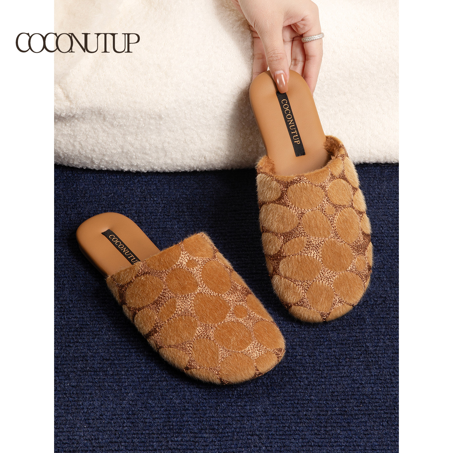 秋冬棉拖鞋女斑点豹纹时尚简约仿马毛加绒保暖室内家居防滑情侣拖,居家布艺,居家棉拖/棉鞋,淘宝优惠券,粉丝福利购,淘宝优惠卷