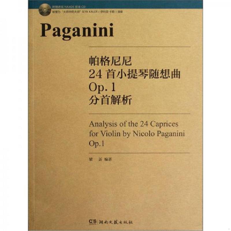 正版速发9787540456467 帕格尼尼24首小提琴随想曲Op.1分首解析 梁D编著 湖南文艺出版社