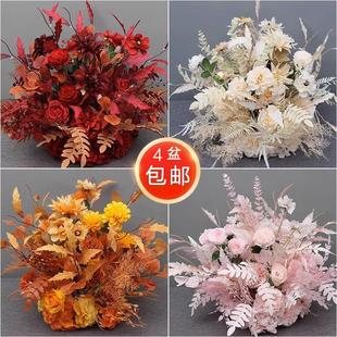 新款 艾叶盆花路引花花点花排排花角花小小清新自然装 饰婚礼堂软装