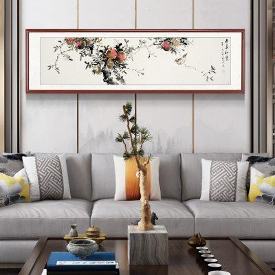事事如意手绘柿子国画花鸟中式客厅挂画卧室床头挂画装饰画牡丹花图片