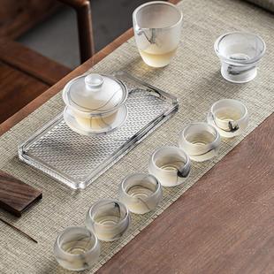 手提收纳包 琉璃旅行茶具简约便携盖碗茶杯公道杯整套功夫茶具套装