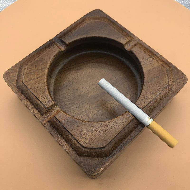 烟灰缸胡桃木烟缸创意个性摆件宾馆酒店制防家居摔家用客厅复古