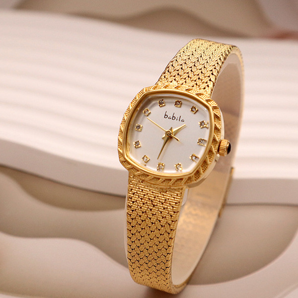 西马同款方形白钻表盘金银两色防水镀金小众品牌手表腕表2025