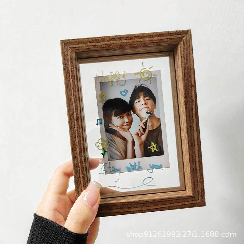 双面透明玻璃相框摆台678寸diy涂鸦小照片拍立得相框架礼物