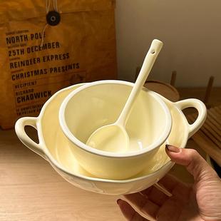 网红一人食物专用餐具不规则陶瓷双耳汤碗泡面碗碗家用酸奶早餐碗