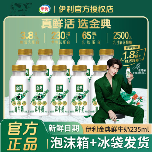 伊利金典巴氏鲜牛奶235ml*6/8瓶