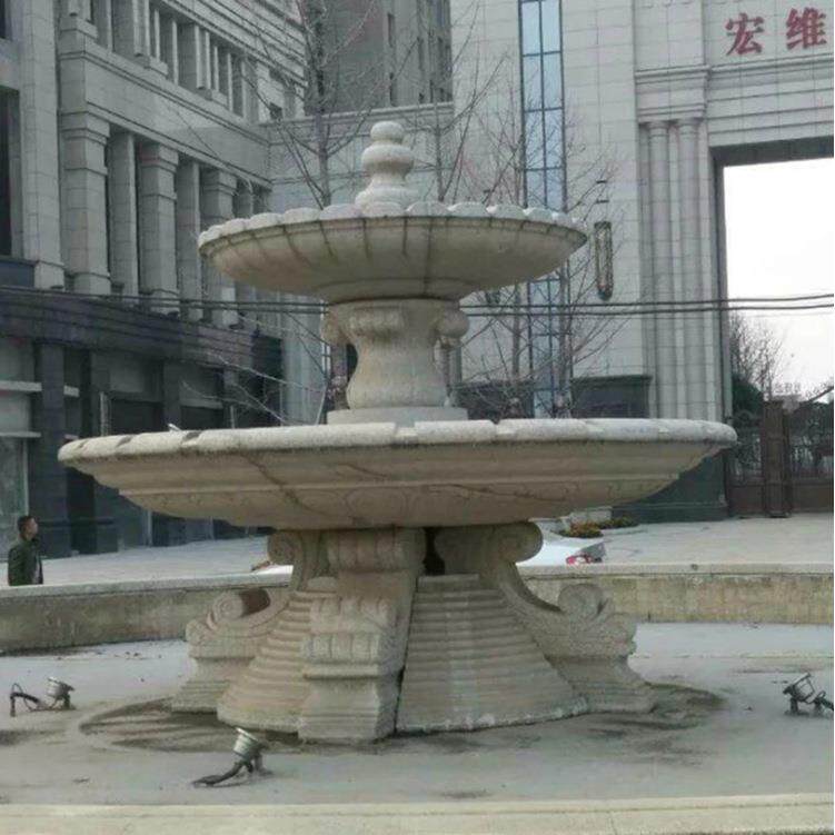 晚霞红石雕喷泉 大理石转运球户外园林雕塑  小区景观石雕摆件