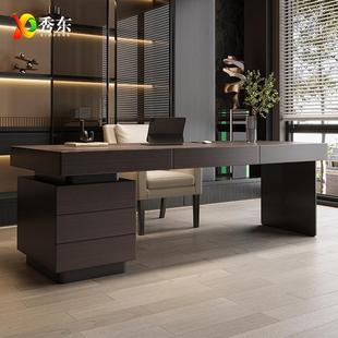 意式极简书桌现代轻奢设计师简约实木办公桌高端书房写字台电脑桌