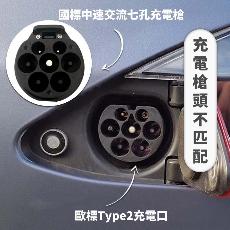 港车北上国标充电转换头桩转欧标type2车充电转接器慢充model Y