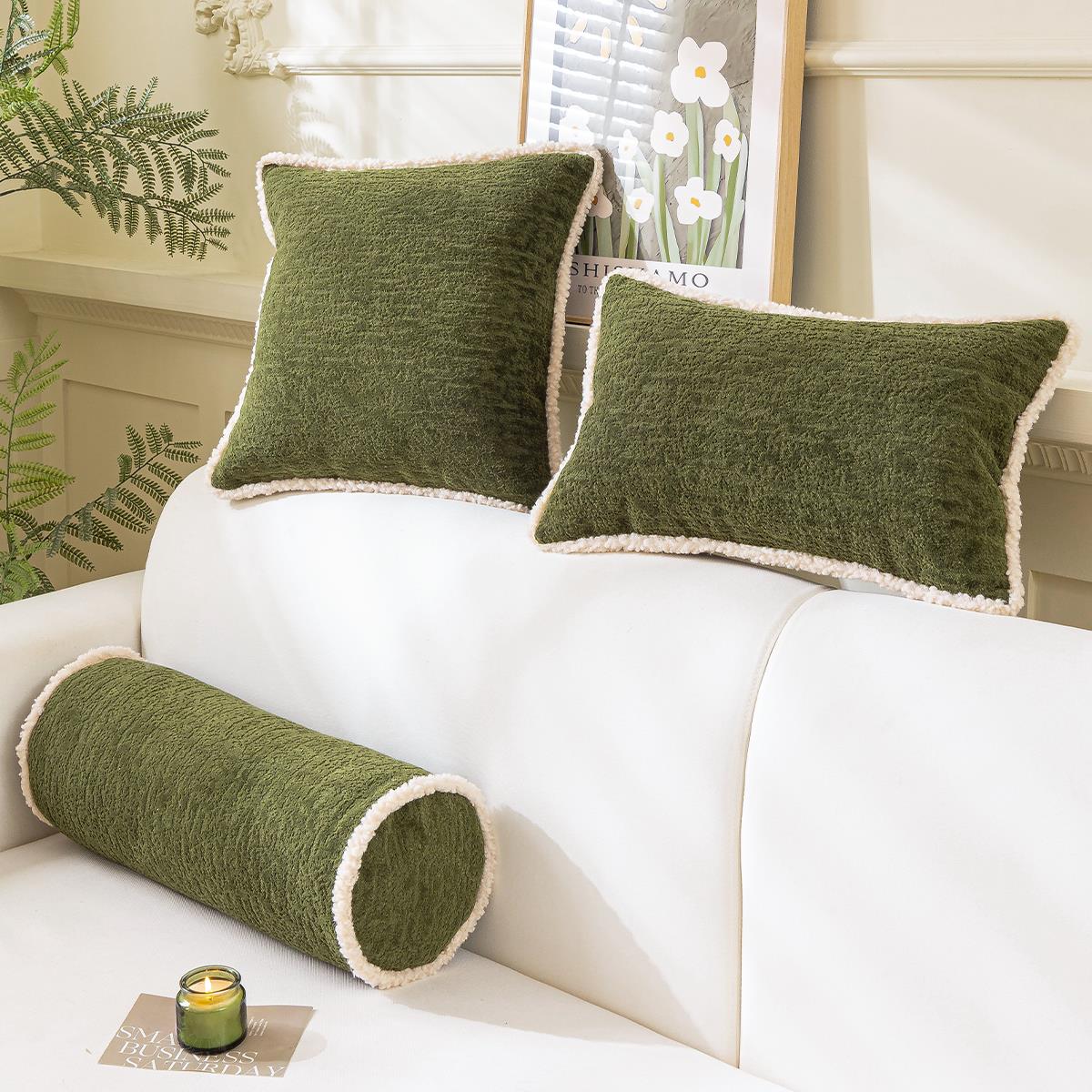 纯色沙发抱枕北欧风客厅靠垫毛绒护腰靠枕床头靠背垫抱枕套不含芯