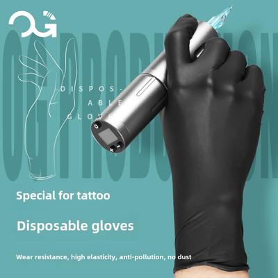 北京强子纹身器材Og纹身一次性丁腈手套黑色加厚防水手套