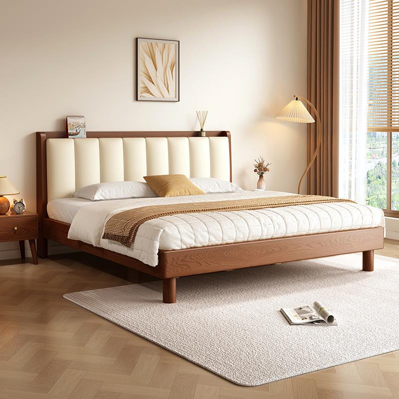 全实木床现代简约双人床橡木床1.5米床软包单人床架1.2米榻榻米床