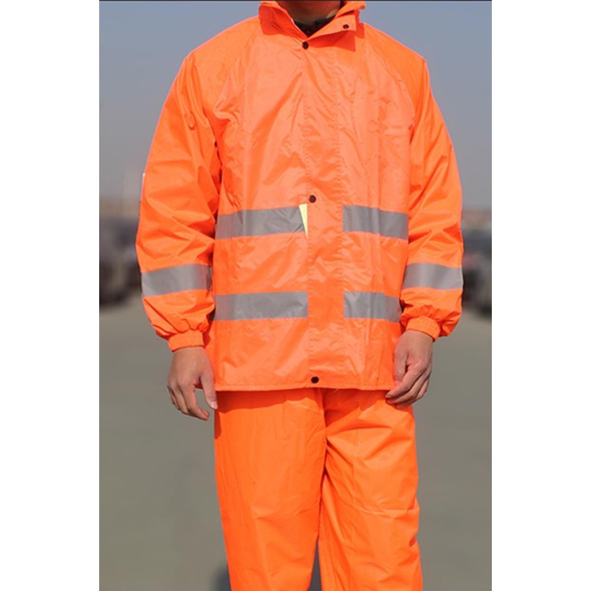 包邮反光环卫雨衣 铁路环保工程局分体式防水工作雨披 消防协管