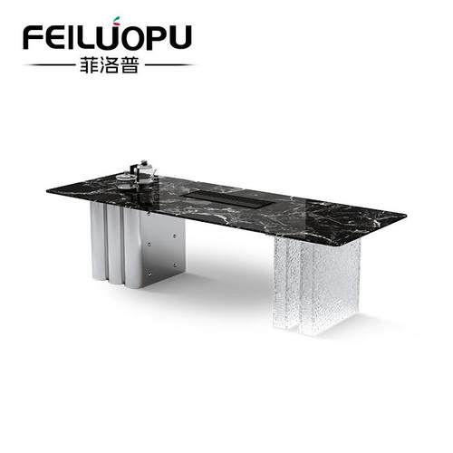 意式极简天然奢石茶台客厅家用简约现代高级感别墅轻奢大理石茶桌