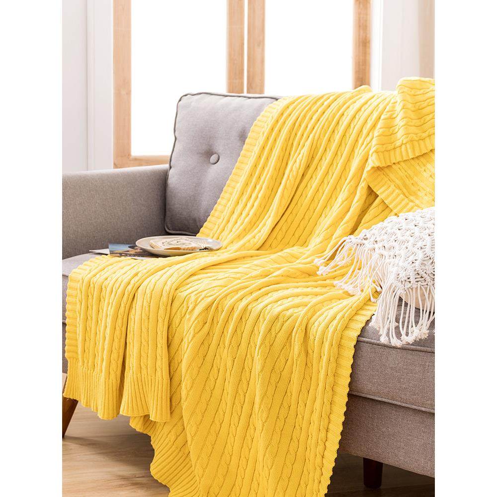 纯棉毛毯针织被子斯堪的纳维亚沙发小睡毛巾毛毯单羊毛针织客厅披