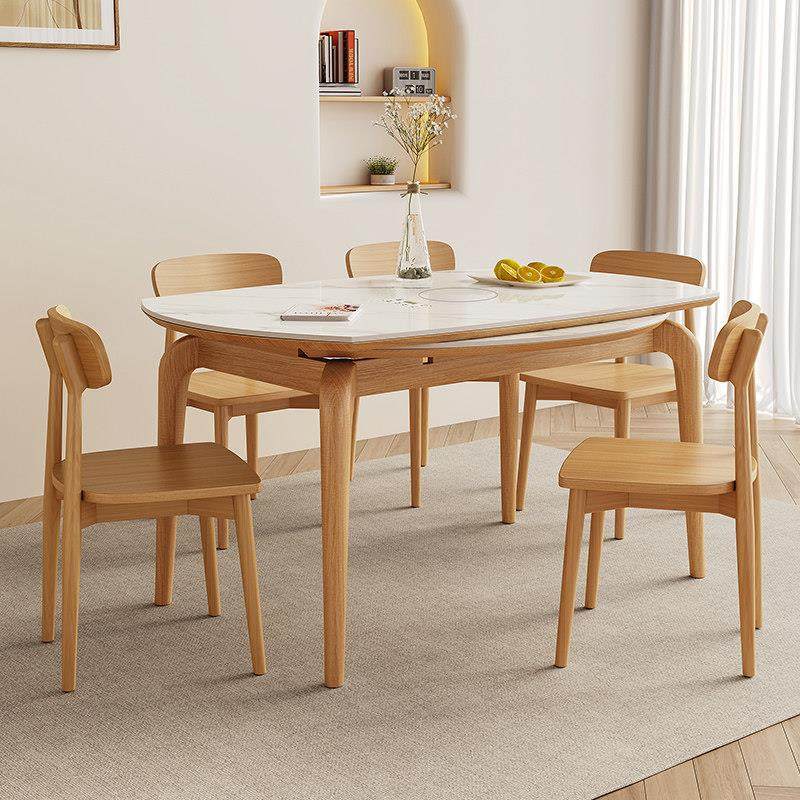 原木色全实木岩板餐桌家用小户型带暖菜电磁炉现代简约可伸缩饭桌,住宅家具,实木餐桌,淘宝优惠券,粉丝福利购,淘宝优惠卷