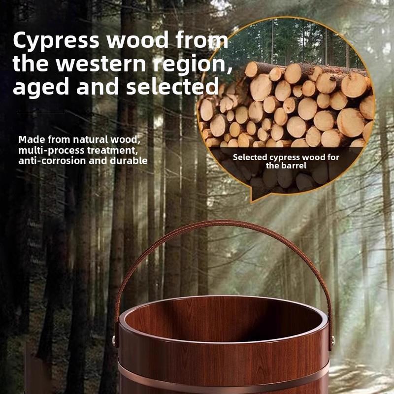 香柏木养生儿童专用泡脚桶木桶过小腿带盖保温按摩小孩洗脚盆家用