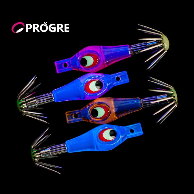 PROGRE爆钓火箭吹筒钩真钓鱿鱼钩紫外线夜光伞钩木虾路亚假饵土炮
