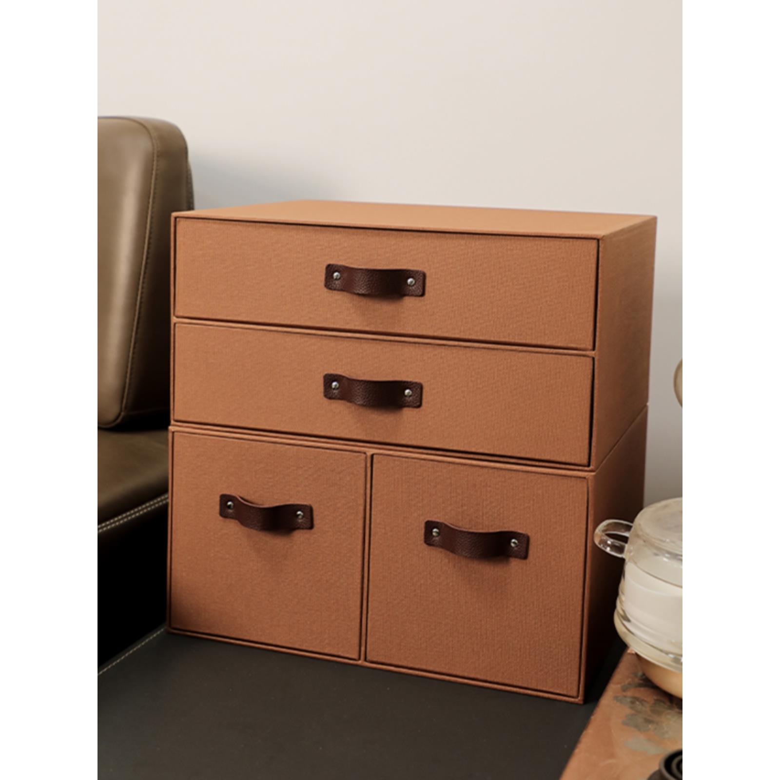 办公收纳盒纸桌面抽屉型文件夹书桌组织者机架入口覆古橱柜收纳盒