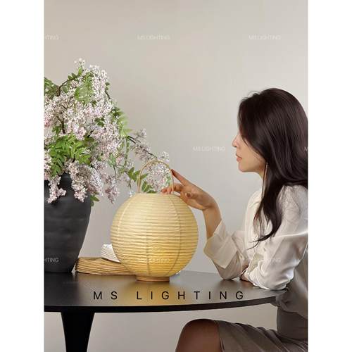 日式诧寂中古轻法式氛围宣纸可调色智能手提灯台灯床头灯边几灯