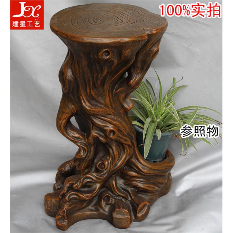 假山流水喷泉风水轮摆件仿木根雕树脂工艺品底座盆景盆栽花架