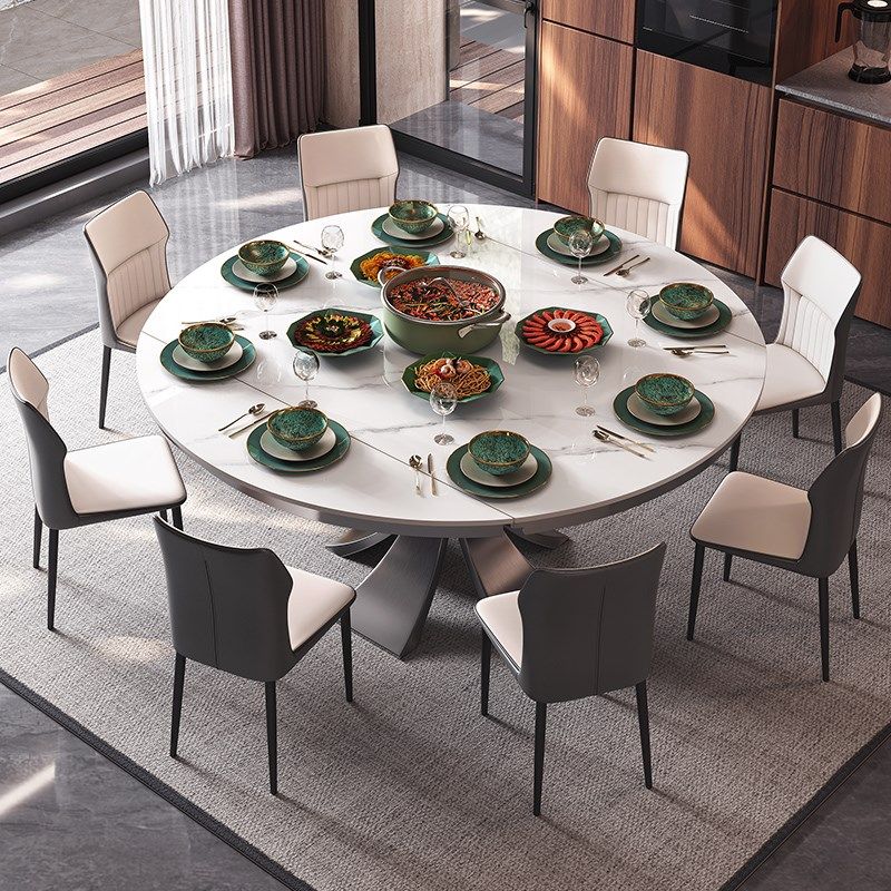 伸缩岩板电磁炉餐桌家用小户型可变圆桌现代简约轻奢方圆两用餐桌,住宅家具,岩板餐桌,淘宝优惠券,粉丝福利购,淘宝优惠卷