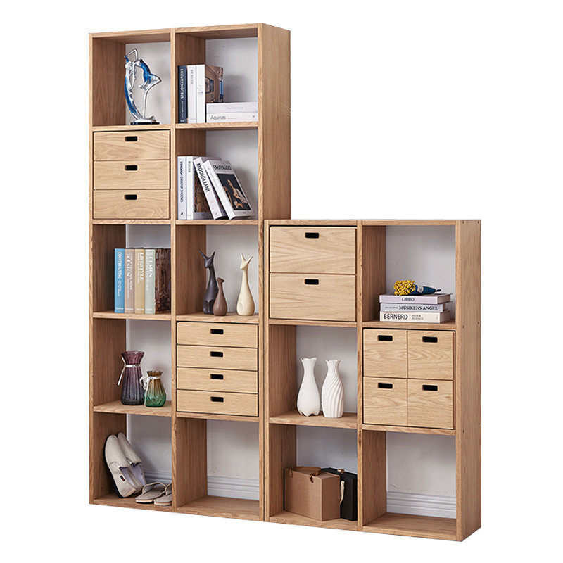 日式极简自由组合格子架实木书架置物架落地儿童原木书柜定制整墙,住宅家具,书架,淘宝优惠券,粉丝福利购,淘宝优惠卷