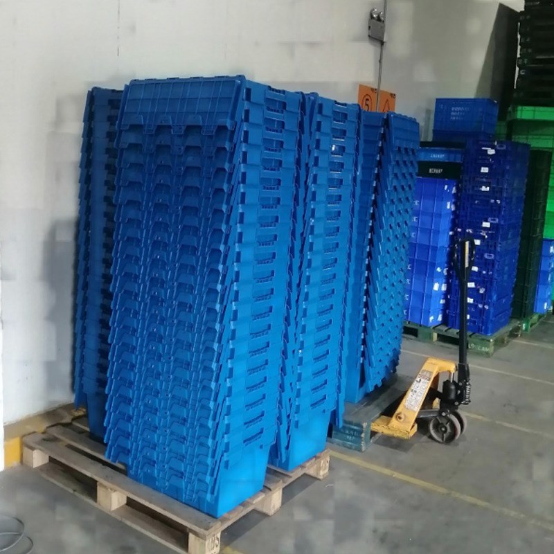 翻盖物流箱斜插箱带盖超市快递冷藏运输周转箱果蔬物流箱