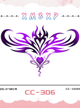 紫色爱心魅魔防水持久纹身贴