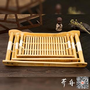 竹编制品竹托盘长方形饺子木盘子晾晒加手柄茶道沥水餐具家用早餐