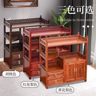 茶柜实木茶水柜家用办公室老榆木置物柜客厅茶桌餐边柜一体柜 中式