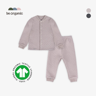 纯色夹克外套长裤 有机棉童装 BB夹棉套装 秋冬保暖新 organic