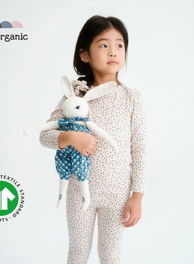 be organic【印花长袖套装】有机棉童装紧身上衣T恤长裤女秋冬新