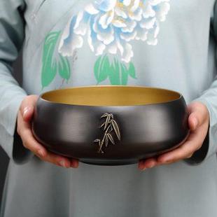 金芝达纯黄铜茶洗特大号笔洗家用水洗水盂功夫配件杯洗禅意茶道筒