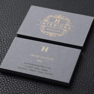 550g高端意大利浅烟灰色高档名片定制作烫金激凹凸水晶浮雕卡名片