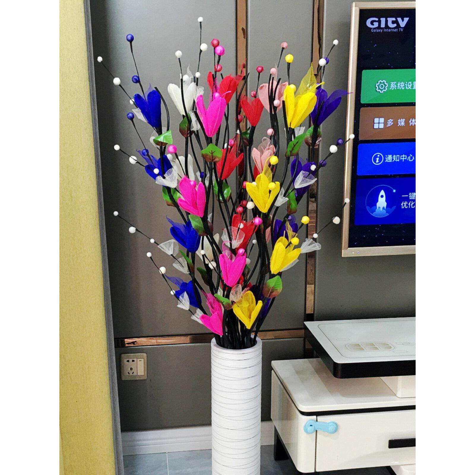 彷真干花花束假花落地摆件客厅居家新房玄关装饰插花摆设永生花艺