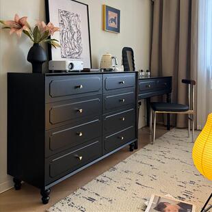 图柏丽法式实木八斗柜化妆台卧室客厅中古收纳柜覆古高级感收纳柜