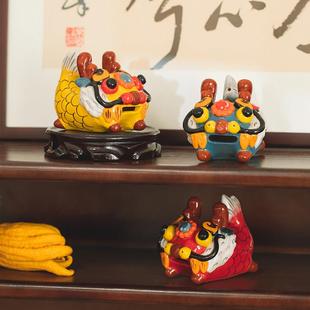 创意鱼化龙陶瓷摆件香炉香插开业乔迁生日礼物办公室桌面装饰龙鱼