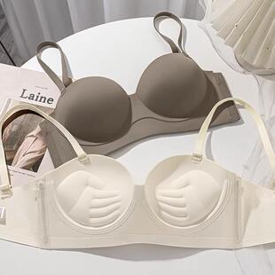 半杯内衣女小胸聚拢加厚显大外扩圆圆胸罩平胸专用不空杯无痕内衣
