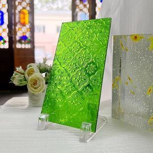 彩色复古海棠花玻璃隔断屏风定制海棠花纹满洲窗玻璃老式琉璃教堂