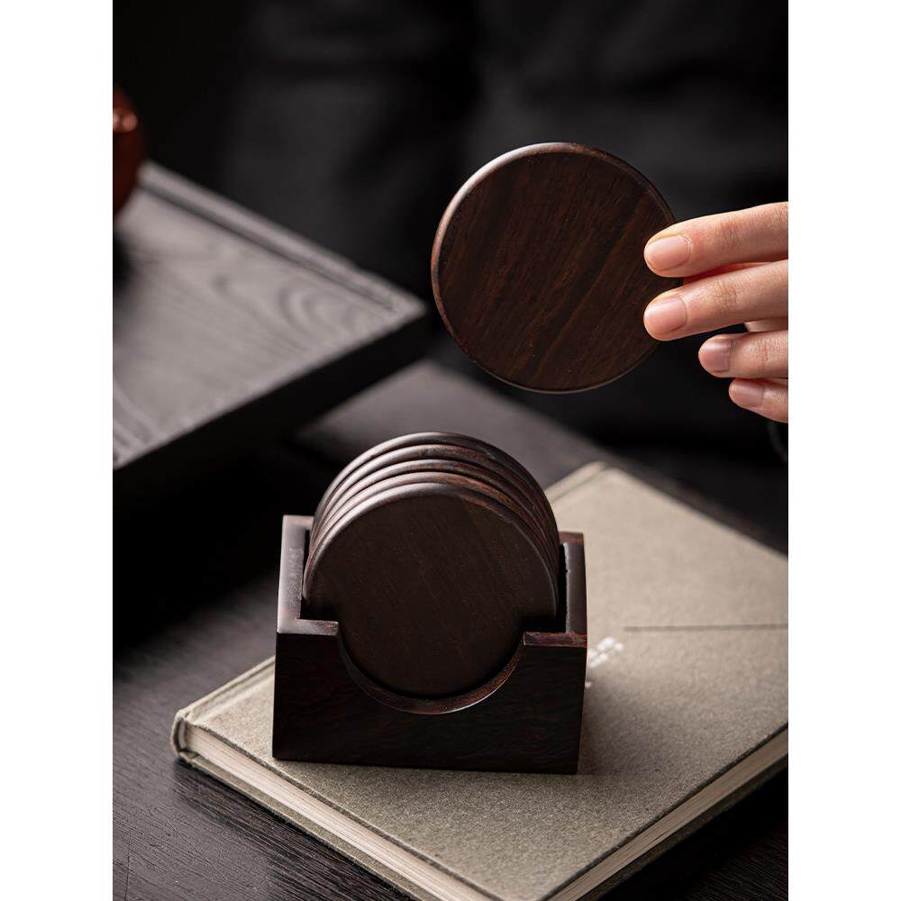 乌木茶垫杯创意木茶具套装功夫茶道配件防烫茶道茶杯架实木咖啡垫