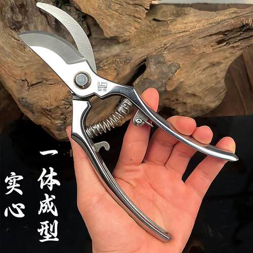 实心重型修枝剪刀一体成型园艺剪强力锋利园林专用剪刀进口不锈钢